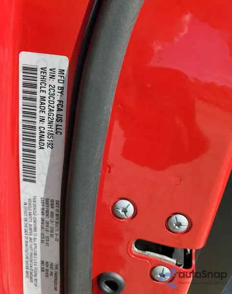 2022 Dodge Challenger Sxt из США, поврежденный, VIN 2C3CDZAG2NH185192